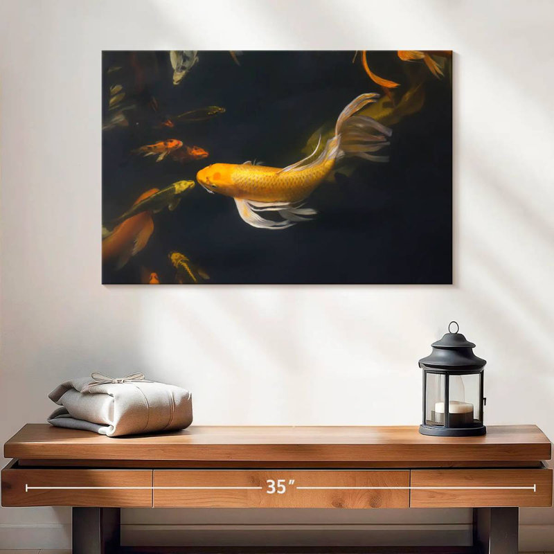 Crowle Lucky Golden Koi, 16" H x 24" W