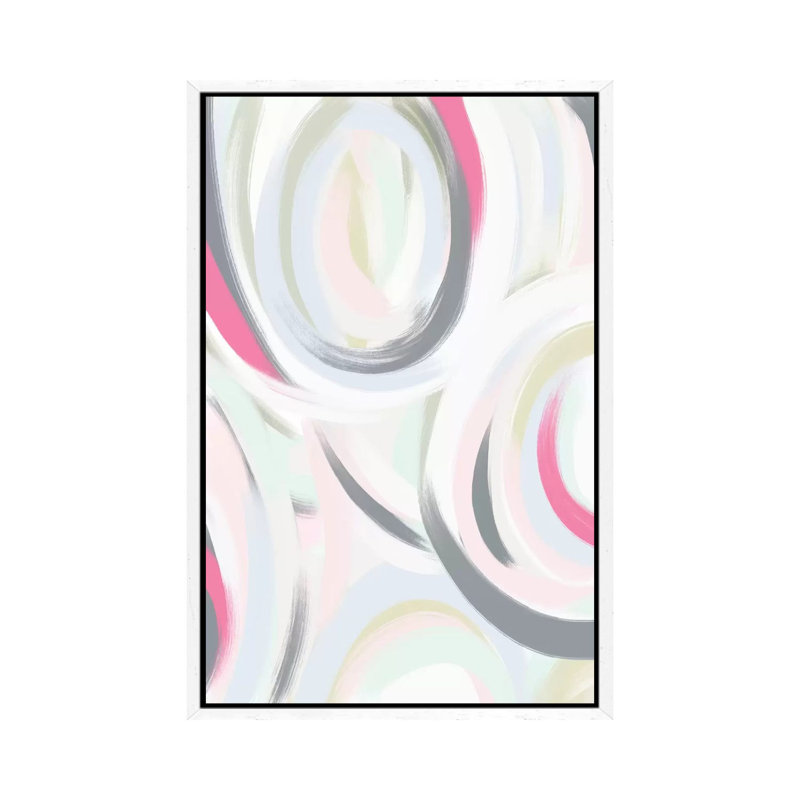 Abstract Pinky III by Leah Straatsma - Painting on Canvas, 101.6cm H x 66.04cm W x 3.81cm D, White Floater Framed
