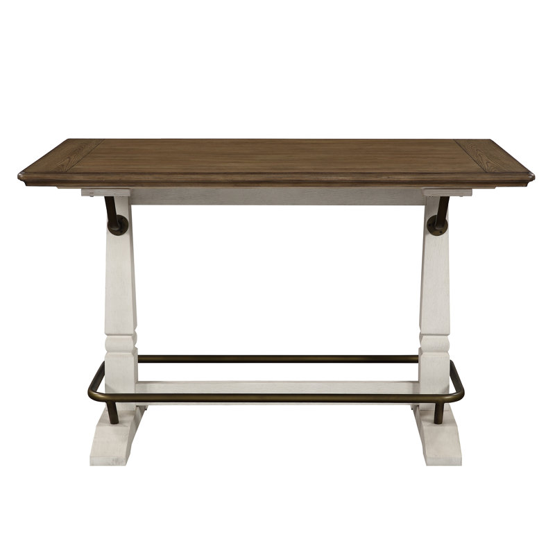 Ivory and Brown Wood Counter Height Farmhouse Gathering Table