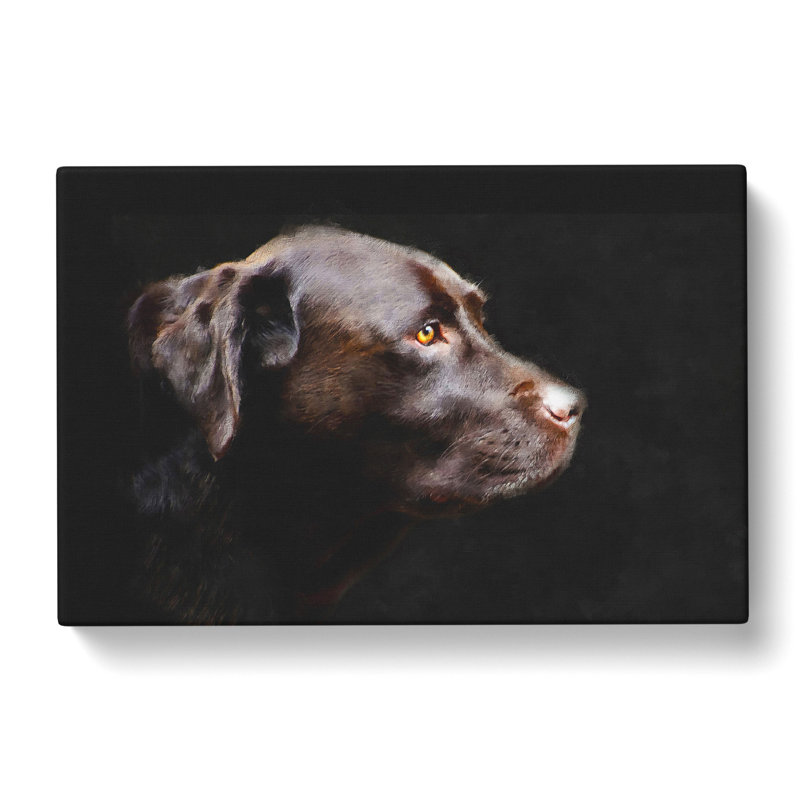 Chocolate Brown Labrador Dog Painting - Wrapped Canvas, 35cm H x 50cm W x 3cm D