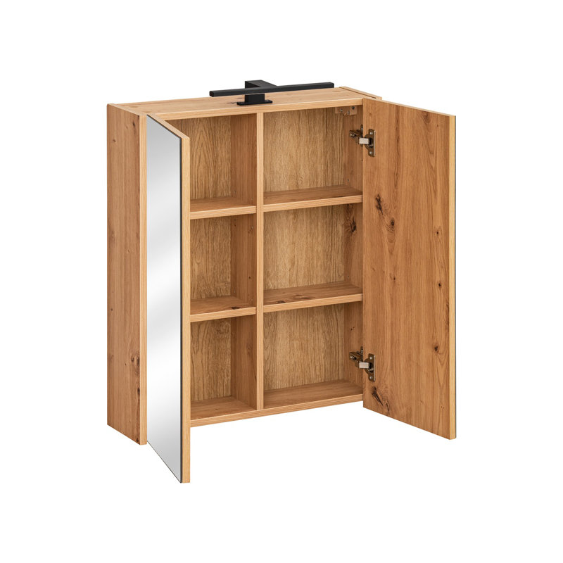 Ellinore 600mm W 720mm H Surface Frameless Medicine Cabinet Mirror 3 Adjustable, 60Cm