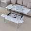Table basse à plateau relevable de 43,3 pouces avec rangement - marbre noir et verre trempé (capacité de 300 lb), peu encombrante, pour le salon, le bureau-2038329506