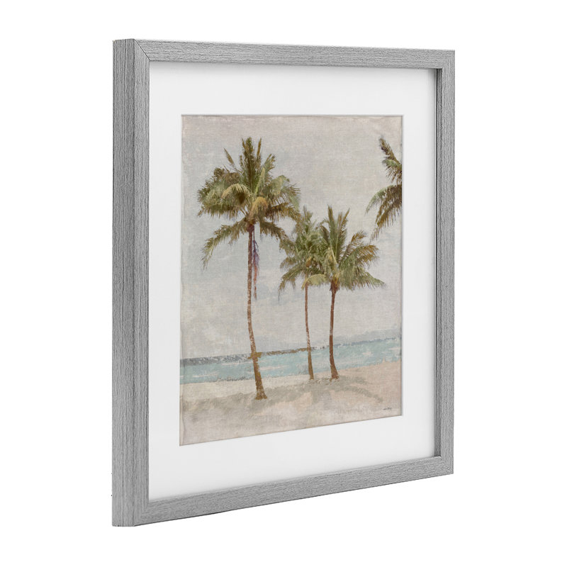 «My Favorite Beach Spot», reproduction sous verre encadrée par Amber Sterling, H 13 po x l 13 po, Cadre de ferme gris