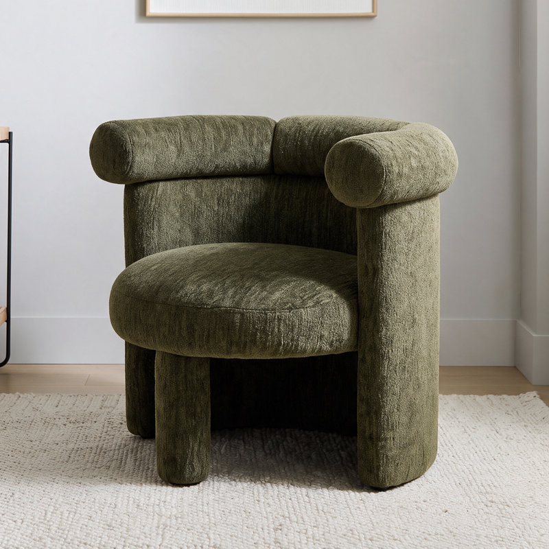 Fauteuil demi-tonneau Modern Modern, Green Linen
