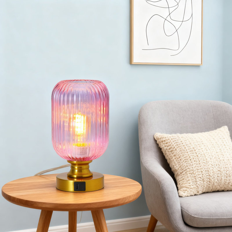 Lampe de table à intensité variable avec port de charge USB, commande tactile, ampoule à DEL incluse, douille E26 interchangeable pour l'éclairage du bureau et de la chambre à coucher