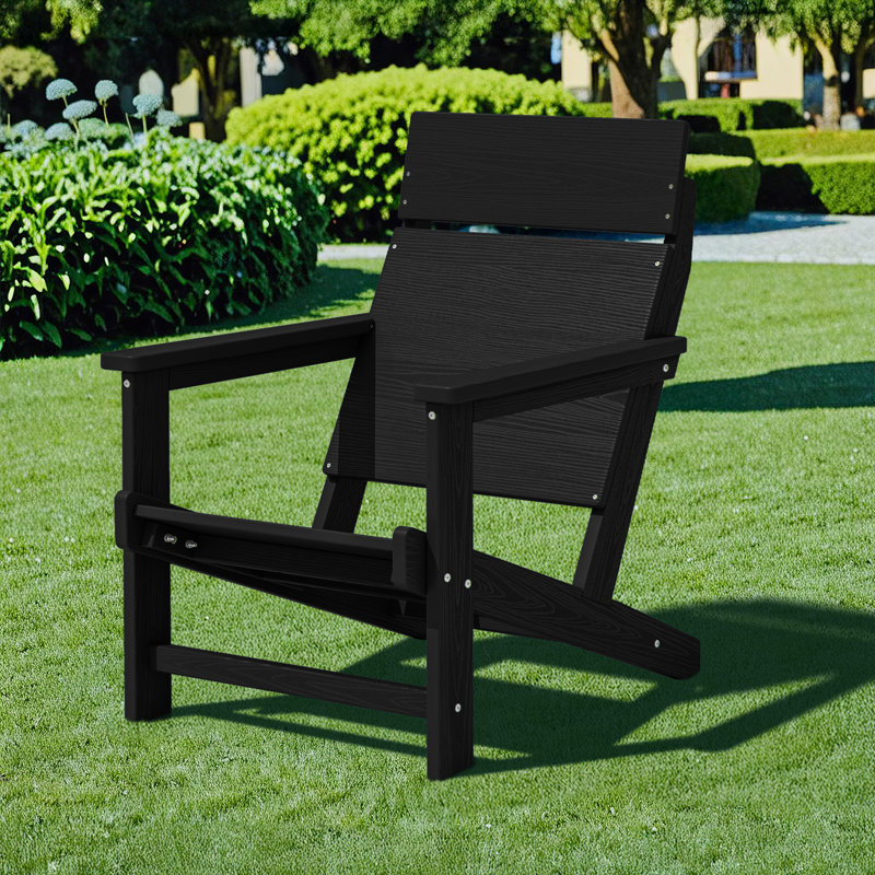 HDPE All-Weather Solid Panel Adirondack Chair, Black