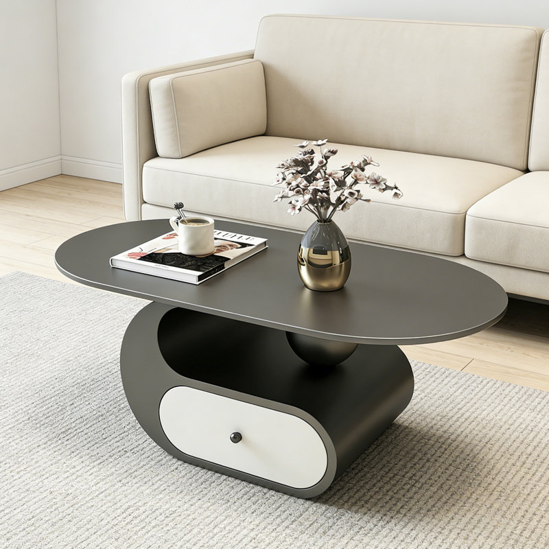 1 table basse simple avec rangement, Noir, H 15,74 po x L 51,18 po x l 27,55 po