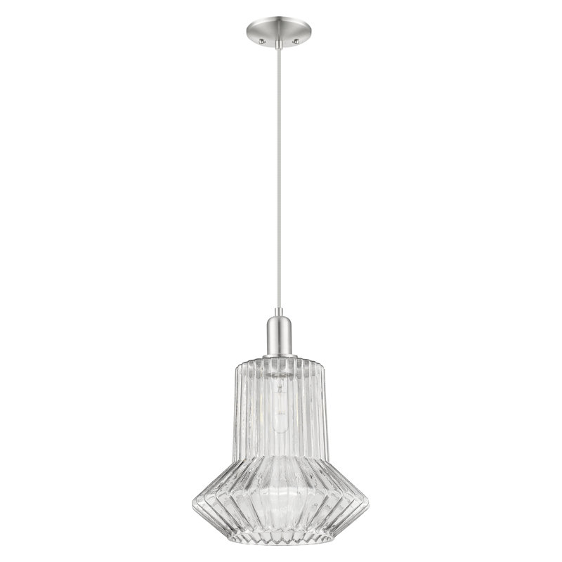 Arcadia - Springwater - Mini-luminaire suspendu à cordon 1 lumière 12 po, Nickel satiné brossé