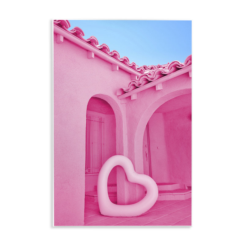 Plaque murale rose «Pink Pop Heart at Villa», conception par Lish Creative, H 19 po x l 13 po