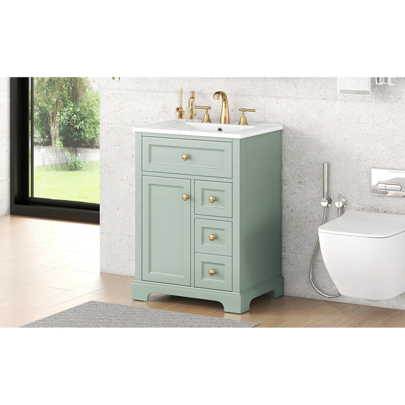 Meuble-lavabo compact et lavabo compact vert