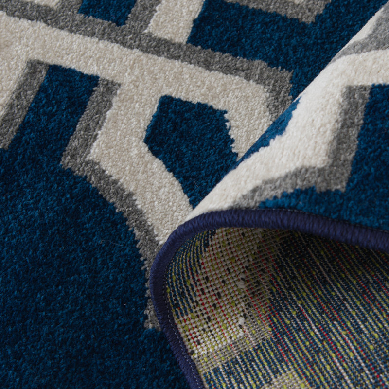 Tapis bleu intérieur / extérieur Bilbania, Rectangle 7 pi 10 po x 9 pi 10 po