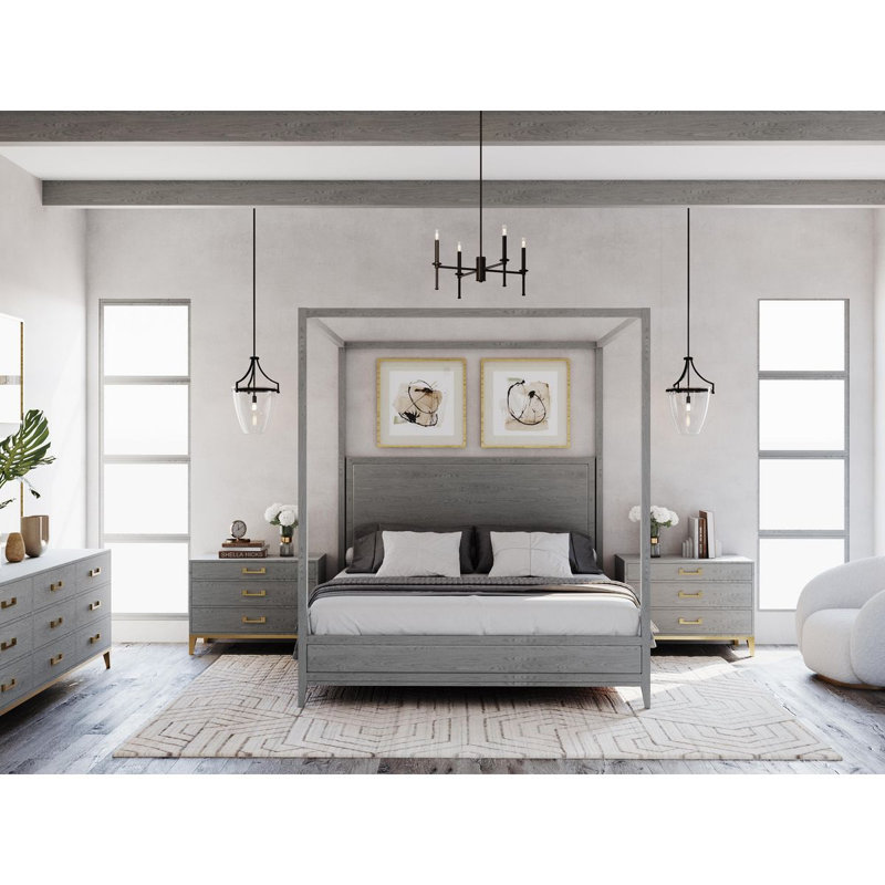 Nouveau lustre traditionnel à quatre lumières Adbiel, Nickel brossé