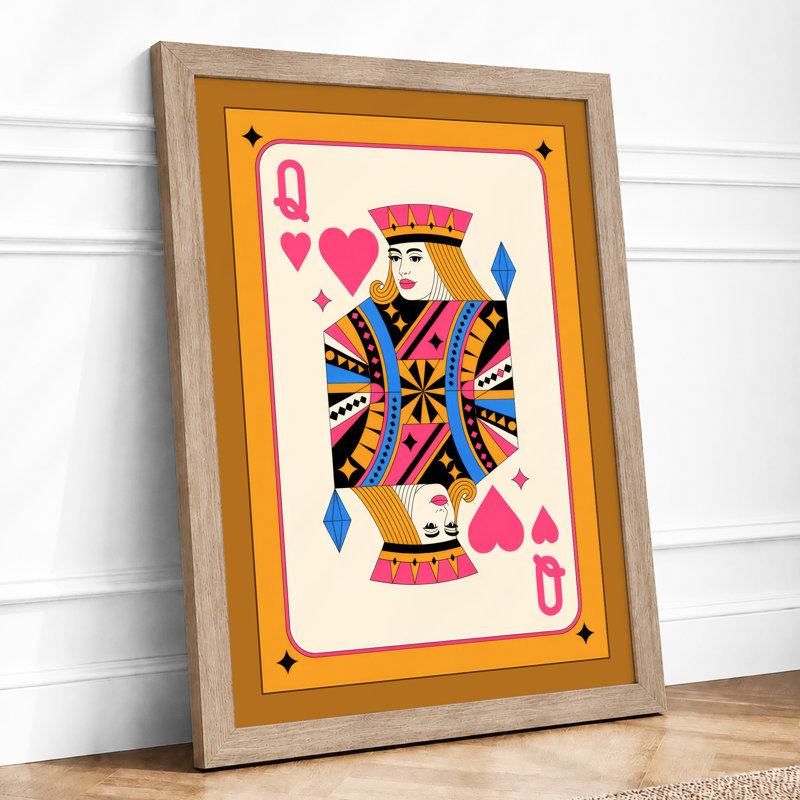 Queen of Hearts Modern - Framed Print, A3 - 42.0 x 29.7 cm, Oak