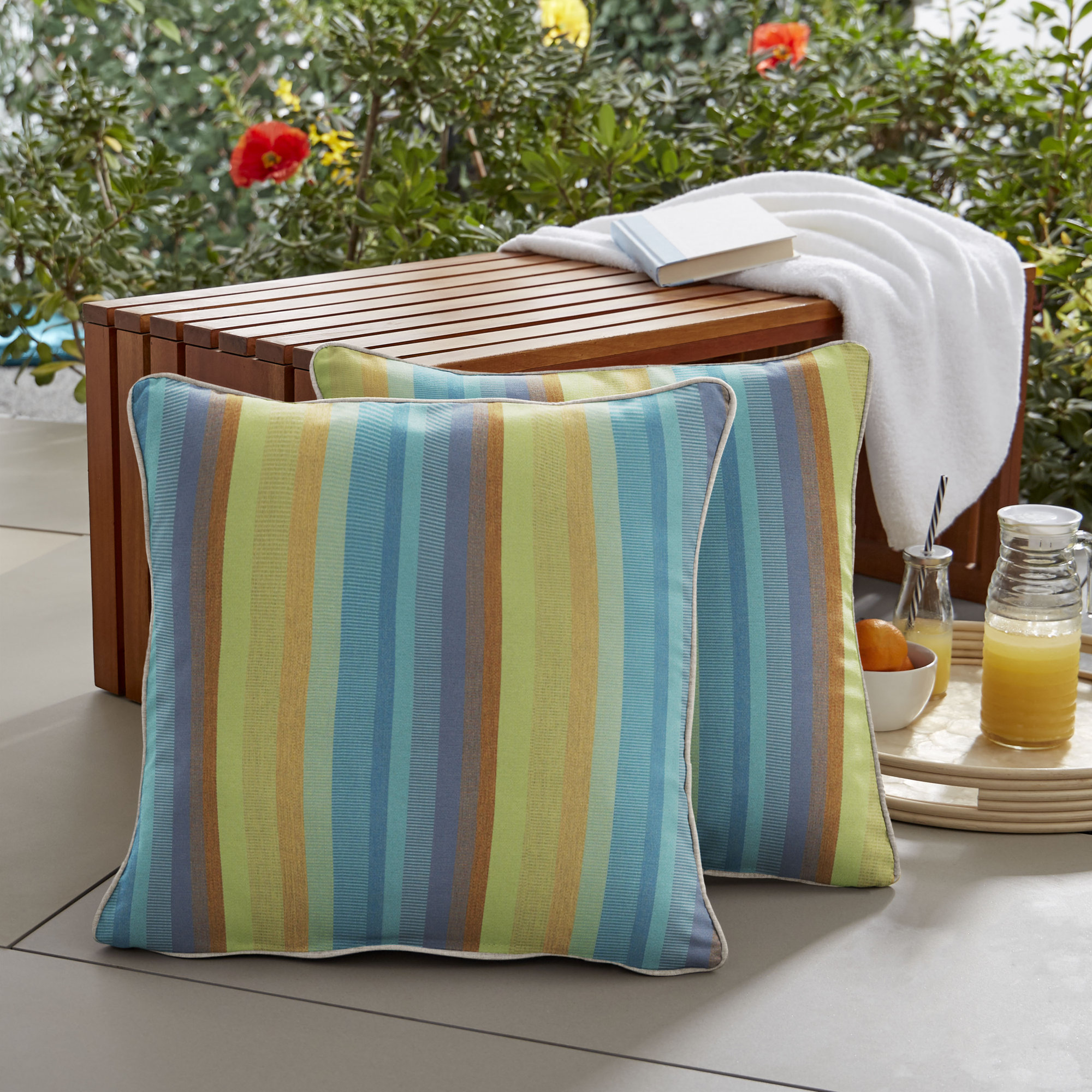 Adel Throw Pillow, Blue Geometric, 18" W x 18" D