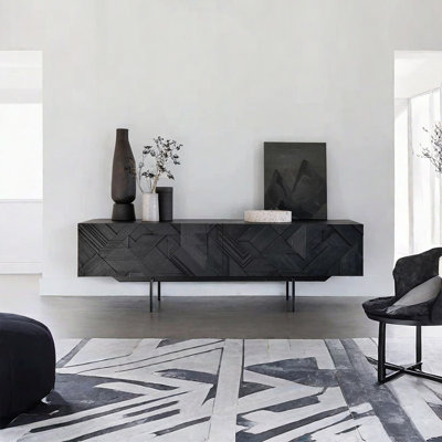 Design sense carved solid wood TV cabinet