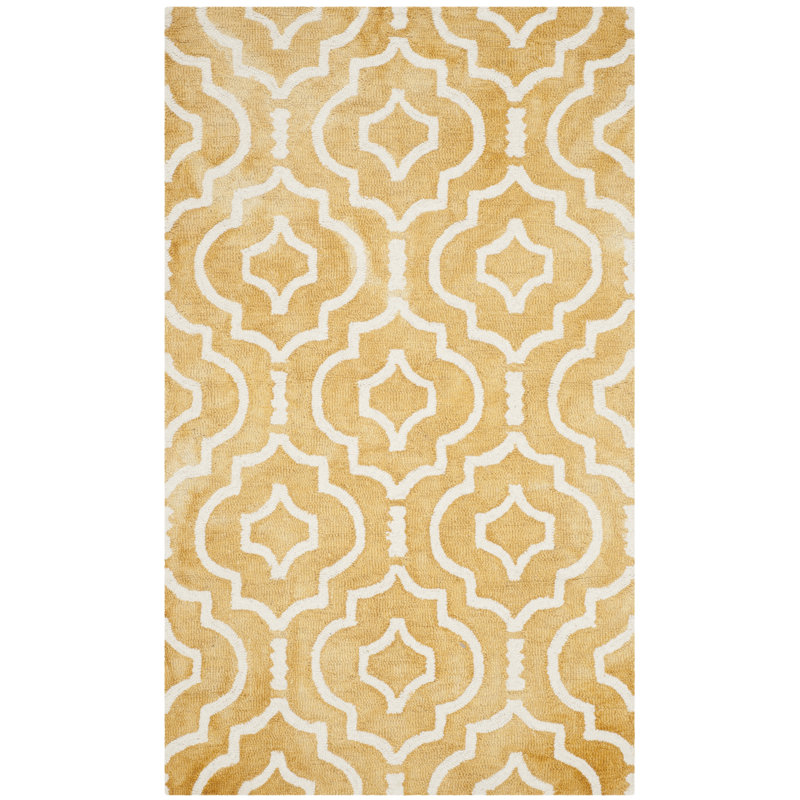 Dip Dye Hand Tufted Wool Geometric Rug, Rectangle 4' x 6'