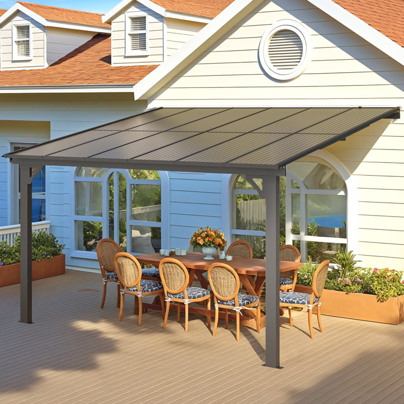 Pergola d'extérieur à hauteur réglable pour patio, H 118 po x l 144 po x P 110,23 po