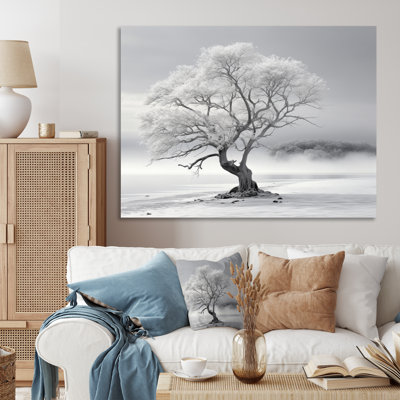 Paysage gris, arbre blanc, reproduction sur toile - Subtle Serenade III