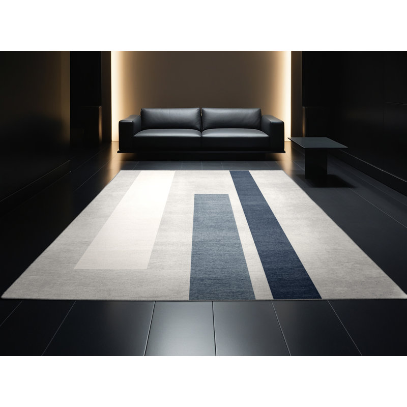 Soft Plush Fabiano July 4Th Modern & Contemporary Abstract Area Rug in Gray – Gray Binding, 8x12