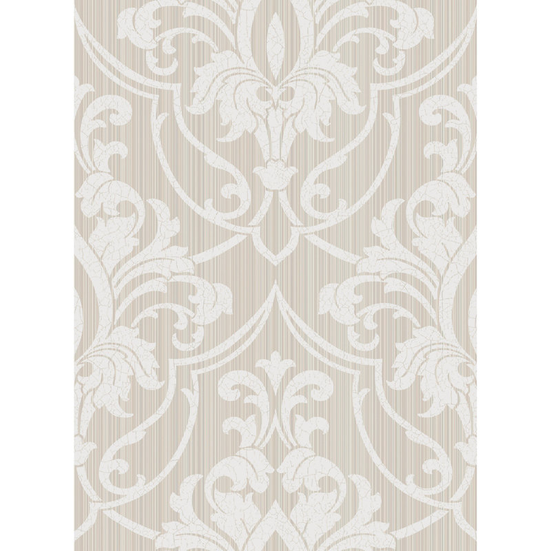 St Petersburg Damask Wallpaper Roll, Tan
