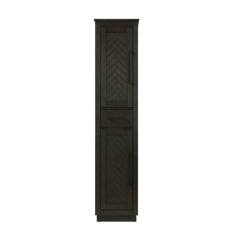 Armoire de rangement pour salle de bain 16 po en chêne chocolat, 72" H x 16" W x 18" D, Chêne chocolat