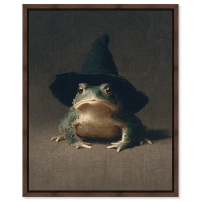 Décoration murale rétro imprimée sur toile FABLE Frog II par Art Remedy, cadre en noyer, 16 x 20
