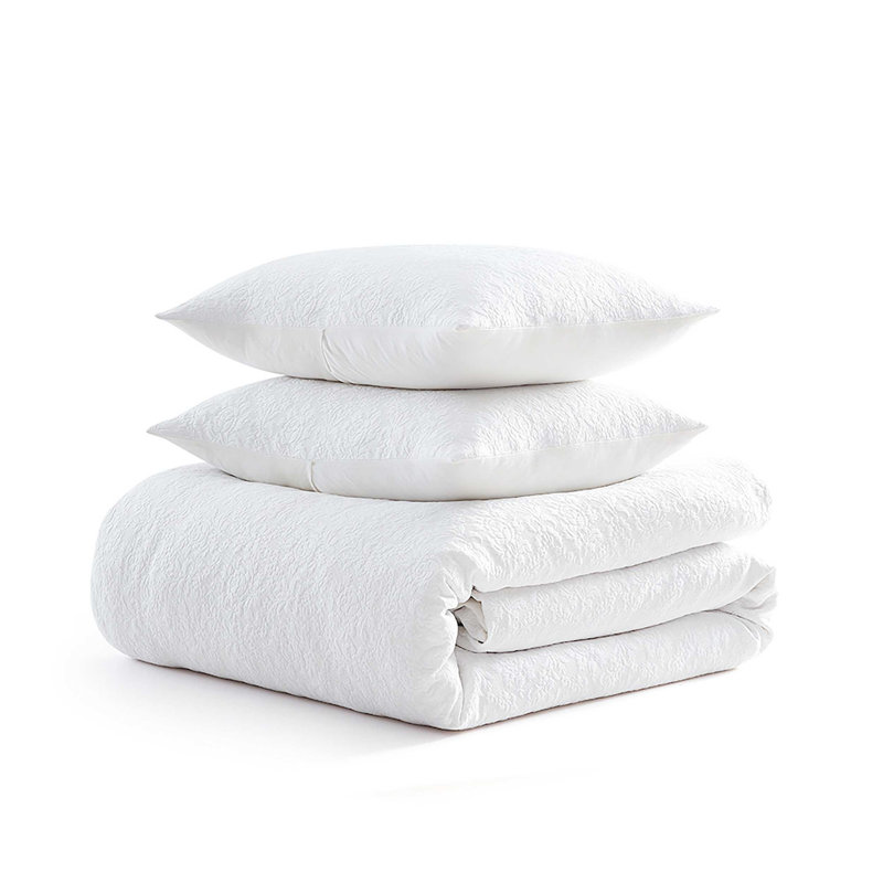 Ensemble d'édredon réversible blanc Martha Stewart, Édredon pour grand lit + 2 taies décoratives