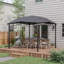 Pavillon de jardin en acier 10 x 10 pi, pour l'extérieur avec toit à motif géométrique (gris)