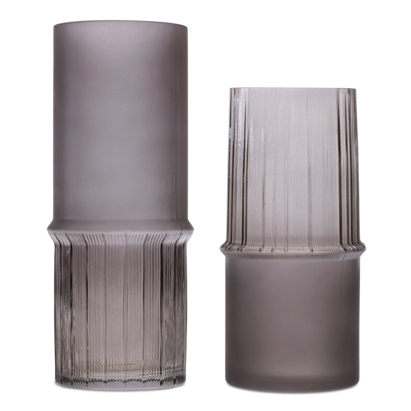 Vase en verre gris à deux tons (ensemble de 2)