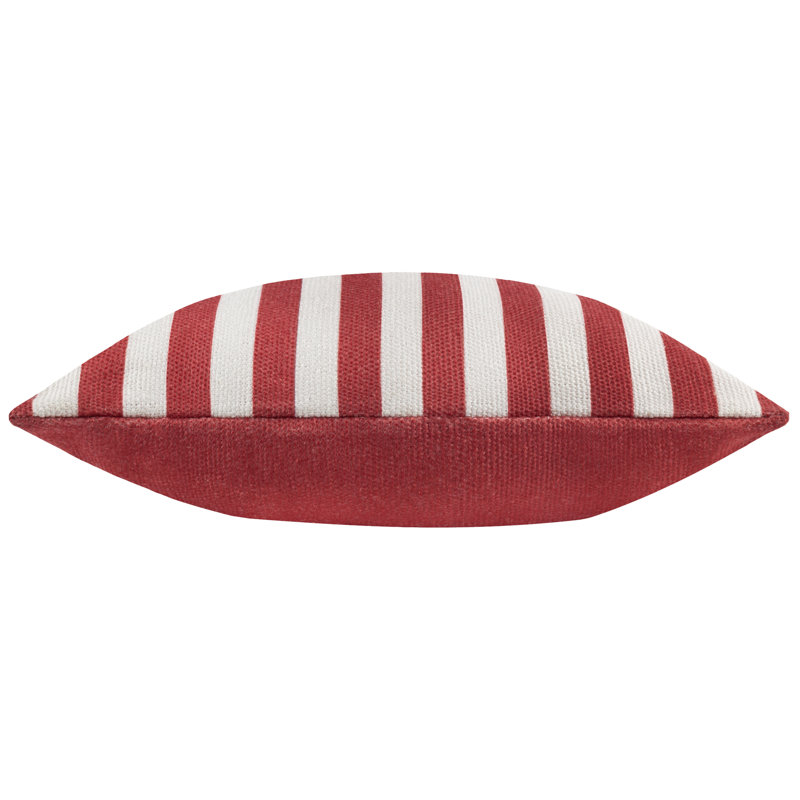 Deck Stripe Indoor / Outdoor Striped Square Cushion, Pillow Cover Only - No Insert, White/Red
