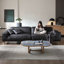 Canapé modulaire noir en cuir véritable-109011856