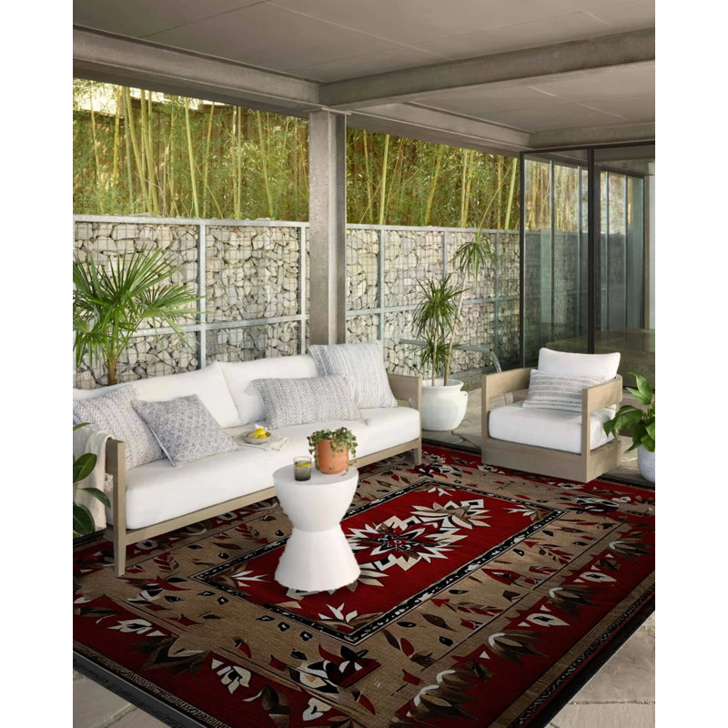 Tapis décoratif rétro multicolore bourgogne, Tapis de couloir 2 pi 8 po x 6 pi 7 po