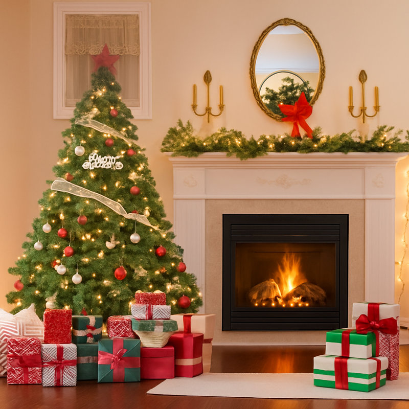 Arbre de Noël artificiel pour la maison, le bureau, la décoration de fête avec 1400 branches, assemblage facile, charnières en métal et base pliable