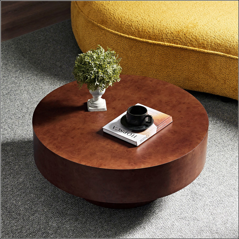 Table basse décorative 31,49 po en faux bois de ronce avec piédestal robuste
