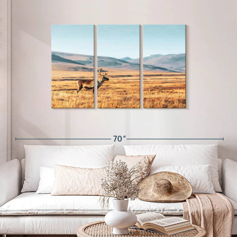Brampt Lonely Reindeer In Tundra, 28" H x 45" W