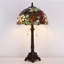 Lampe de table Tiffany Lampe de table vitrail de style raisin mauve 12 x 12 x 21 pouces avec base en résine pour salon
