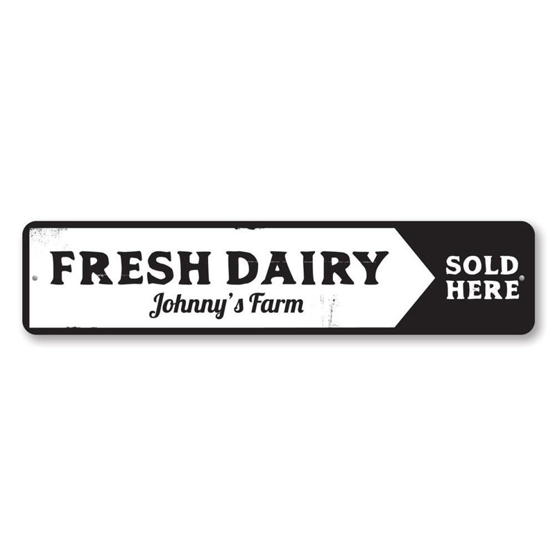 Fresh Dairy Sign - 4" X 18", 6" H x 24" W x 0.063" D