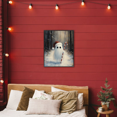 Candy Cane Forest Ghost Framed Giclee, design by Arlington Prints