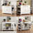Fluted Kitchen Island With Trash Can Storage Cabinet, Power Outlet, Internal Storage Rack, Rolling Kitchen Islands On 5 Wheels With 3 Drawer, 3 Open Side Racks For 10 Gallon Garbage Bin-1023820522