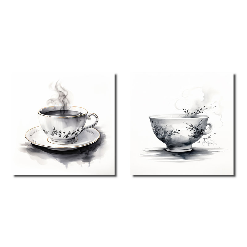 Thé noir noir et blanc Elegance I - Ensemble d'imprimés carrés chinois, H 16 po x l 32 po