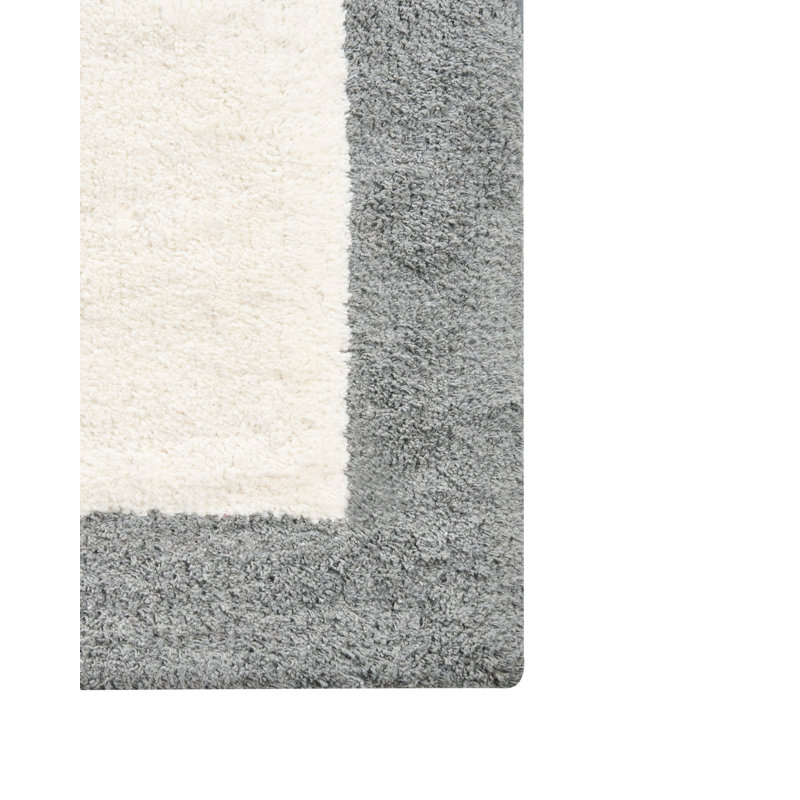 Cotton Non-Slip Bath Mat, Beige/Grey