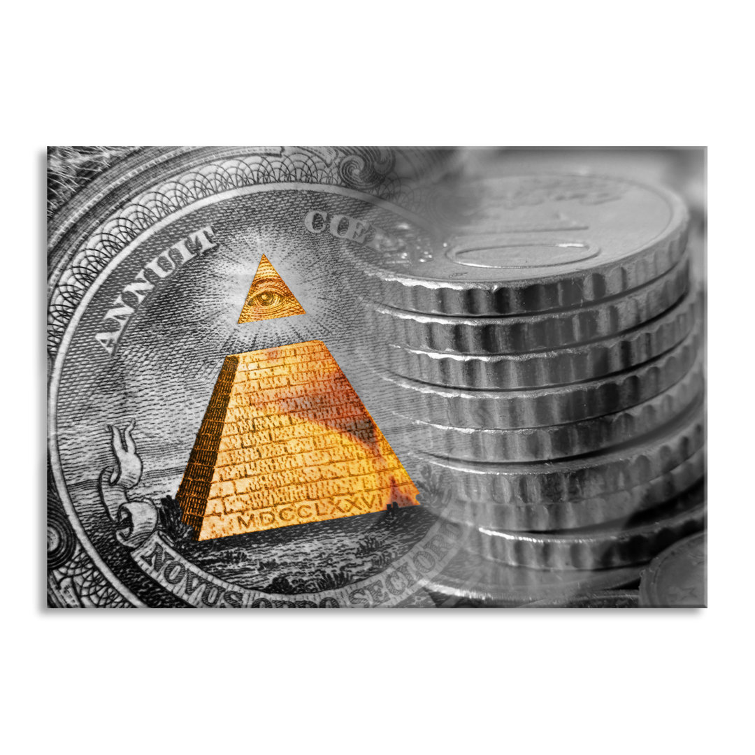 Glasbild Illuminati Pyramide Dollar