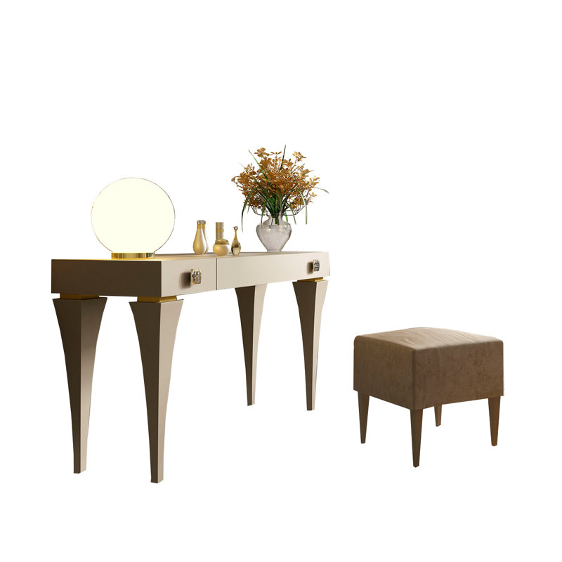 Ensemble de coiffeuse avec tabouret, Haute brillance