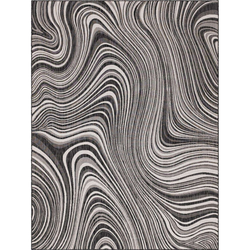 Outdoor Iris Area Rug Stone Color, Rectangle 9' x 12'