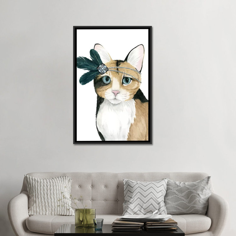 « downton cat ii », impression sur toile, H 26 po x l 18 po x P 1,5 po, Toile avec cadre noir, Pas de tapis