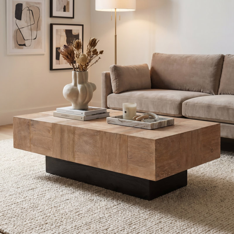 Camari Solid Wood Pedestal Coffee Table, Natural