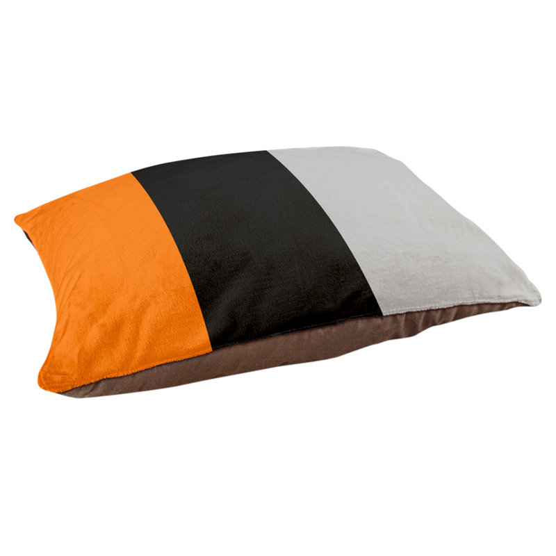 Oreiller Oklahoma, Grand (l 40 po x P 30 po x H 6,5 po), Orange / noir / argent