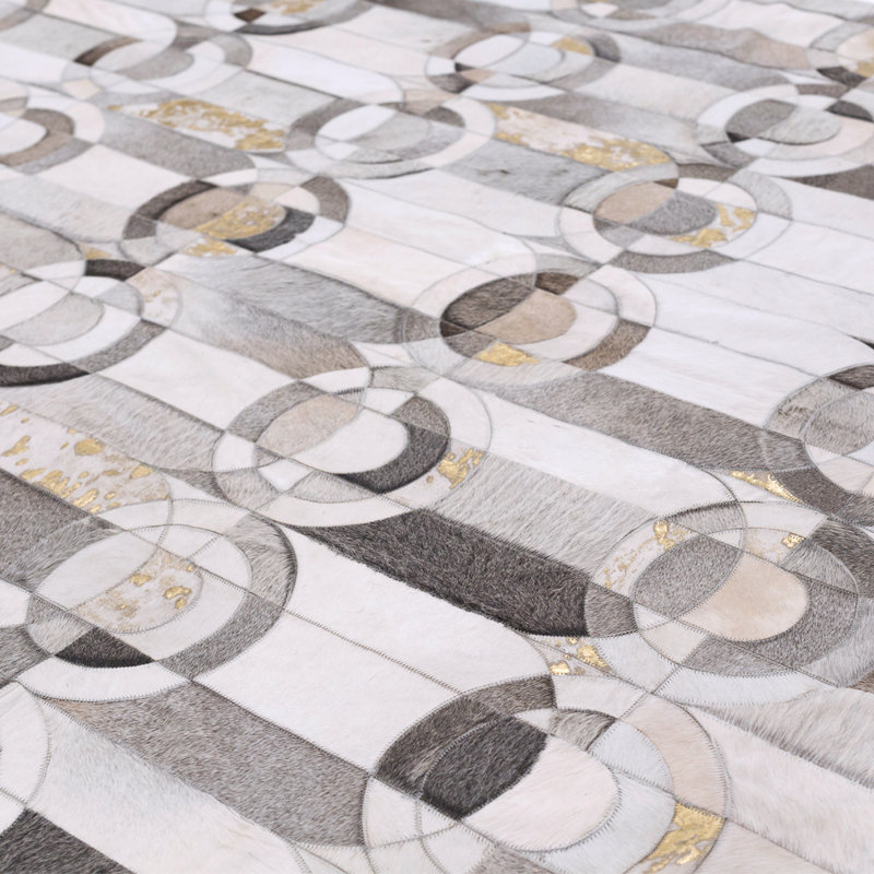 HANDPICKED BY ART HIDE Cowhide Geometric Area Rug, Rectangle 5'8.9'' x 7'10''