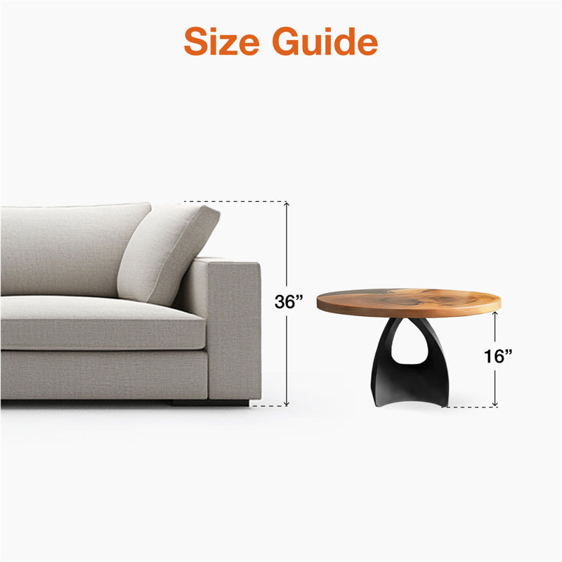Tulipe Metal Coffee Table Base, 16" H x 15" L x 13" W, Brown
