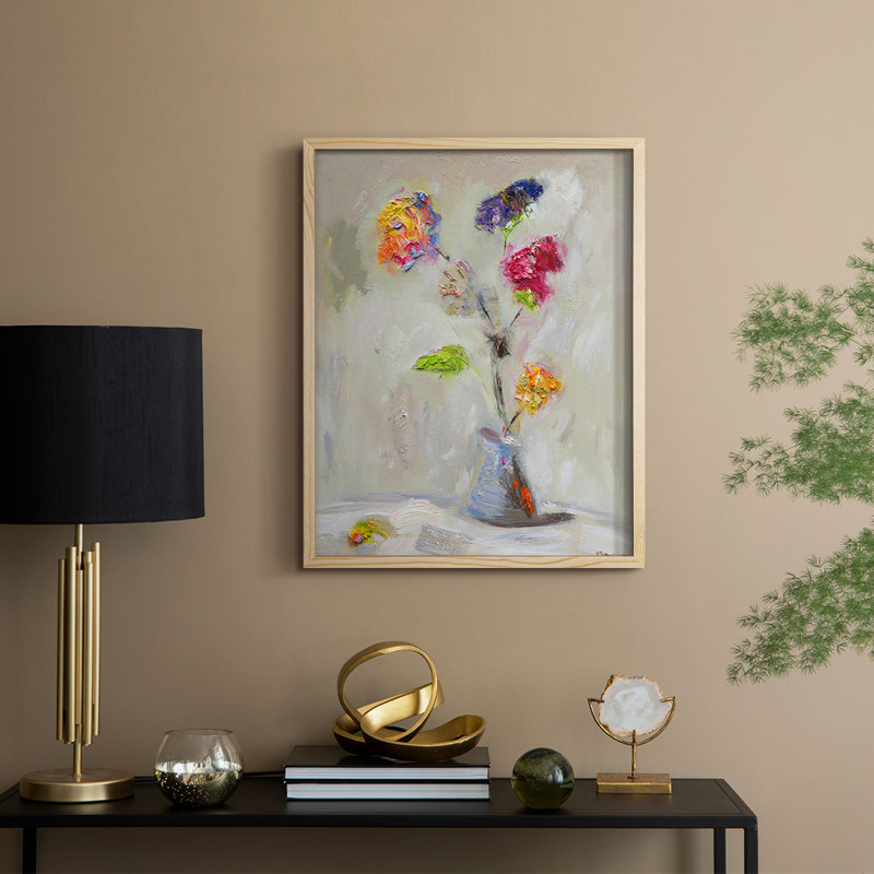 Imprimé floral néoplitanien - bois massif, H 15 po x l 12 po